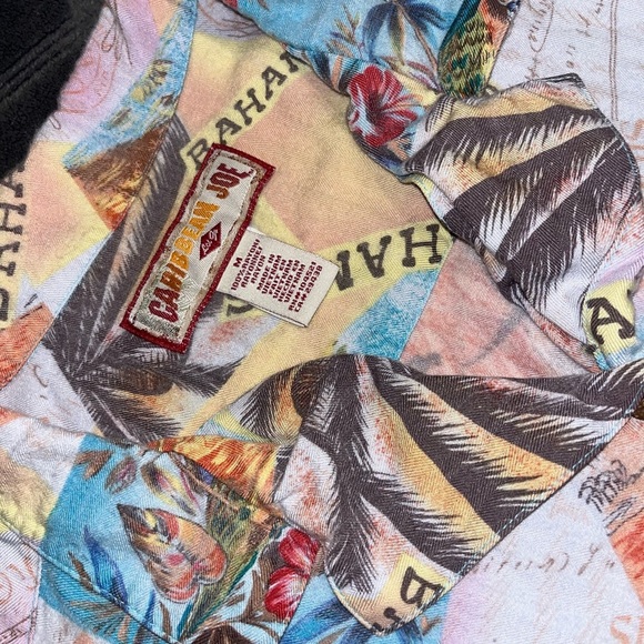 Caribbean Joe Multicolor Tropical Print Men's Shirt - Picture 5 of 5